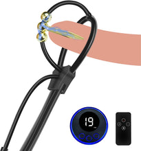 Load image into Gallery viewer, Elektro Shock Einstellbar Silikon Penisring Eichelring mit Kugel Elektrische Stimulation