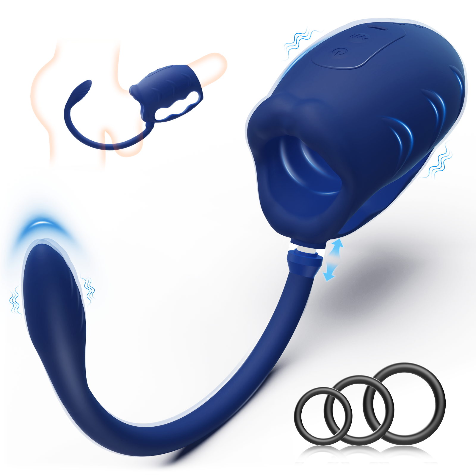 3 in 1 Penis Vibrator Male Masturbator with Detachable Butt Plug and Cock Ring