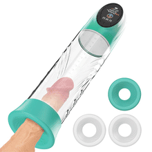 Load image into Gallery viewer, Green Pioneer – 4 Druckstufen und 9 Saugmodi – Wasser-Penispumpe mit LCD-Display