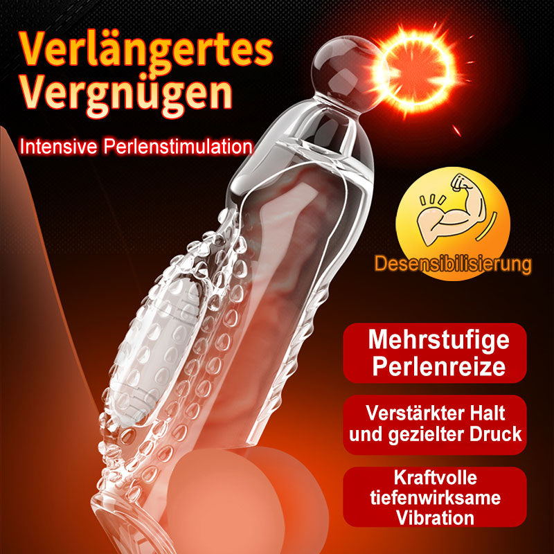 Vibrierende Penishülle mit Sperrring – Noppen & feste Spitze für gezielte Stimulation