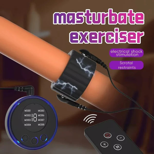 Elektrische Penisringe Elektro Schock Penis Trainer mit Host und Penis-Elektroden-Ring