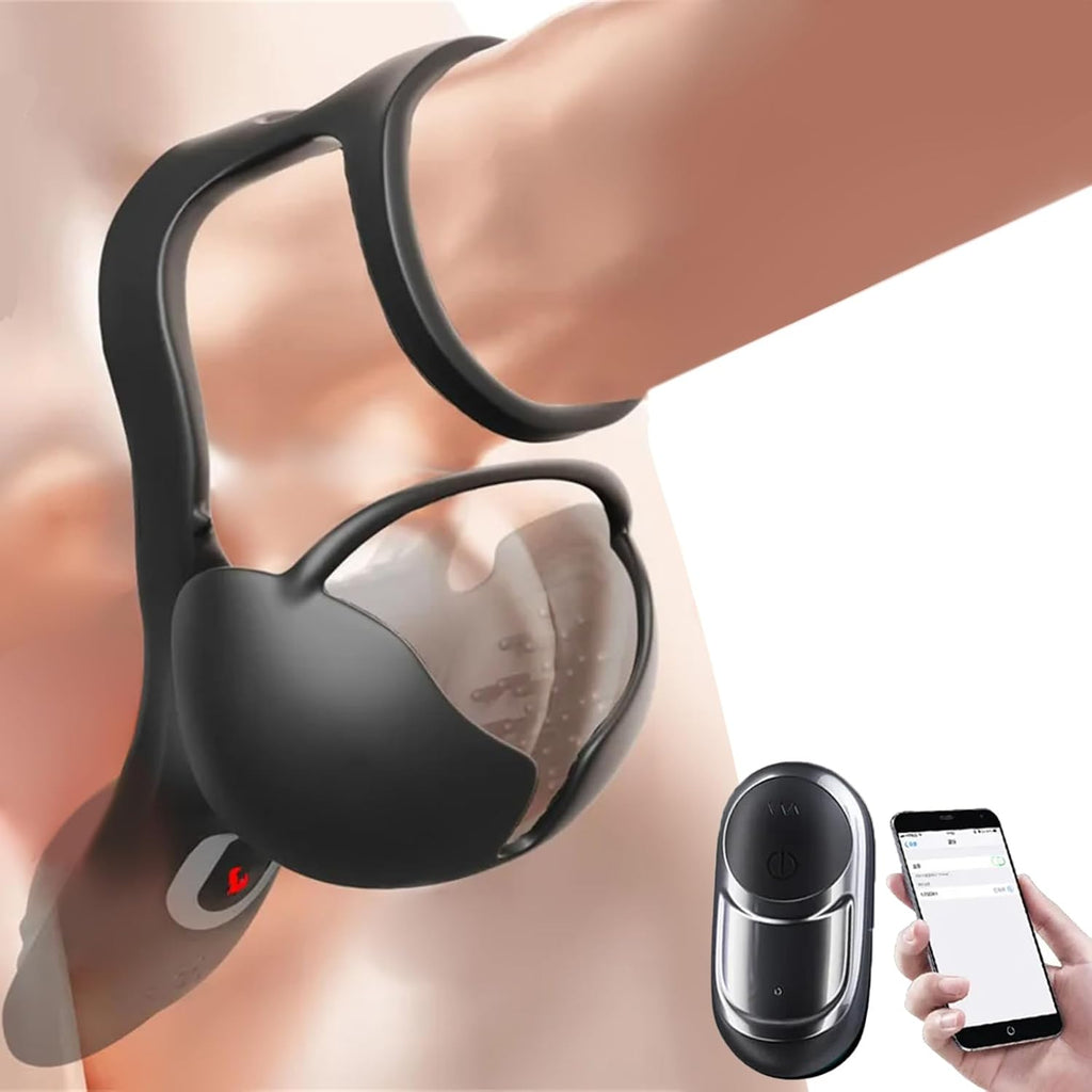 360° Hoden Vollabdeckungsstimulator Penistrainer Cock Ring mit 9 Vibrations & Heizmodi