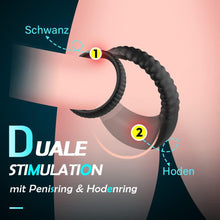 Load image into Gallery viewer, Dual Penisring Vibratoren mit starken Stimulation Dehnbar Cockring aus Silikon Penis Ringe für langes Spiel, Penis stimulator für Sex Männer und Paare
