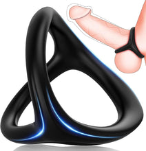 Load image into Gallery viewer, Mecofy Dreieckiger Penisringe, Premium Dehnbarer Silikon Penisring für Sex Männer, Pleasure Ring mit Hodensack-Ring Gürtel, Erotik Sexspielzeuge für Männer Paare, Schwarz