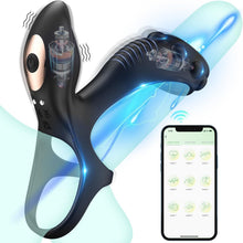 Load image into Gallery viewer, G-Punkt Penis Ring Vibrator Penishülle mit 9 Modi Vibration Klitoris Stimulator und APP Fernbedienung Masturbieren Männer Dual Penisringe Vibratorensets