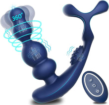 Load image into Gallery viewer, Anal Vibratoren für Mann Sex Spielzeug - 4 In 1 Prostata Stimulation Fernbedienung Analkugeln Buttplug Dildo mit Doppelte Penisringe 10 Vibrations &amp; 3 Rotationsmodi Prostata Massagegerät Analplug