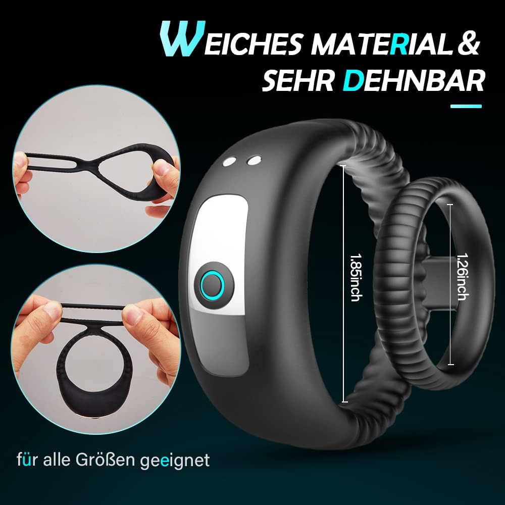 Dual Penisring Vibratoren mit starken Stimulation Dehnbar Cockring aus Silikon Penis Ringe für langes Spiel, Penis stimulator für Sex Männer und Paare