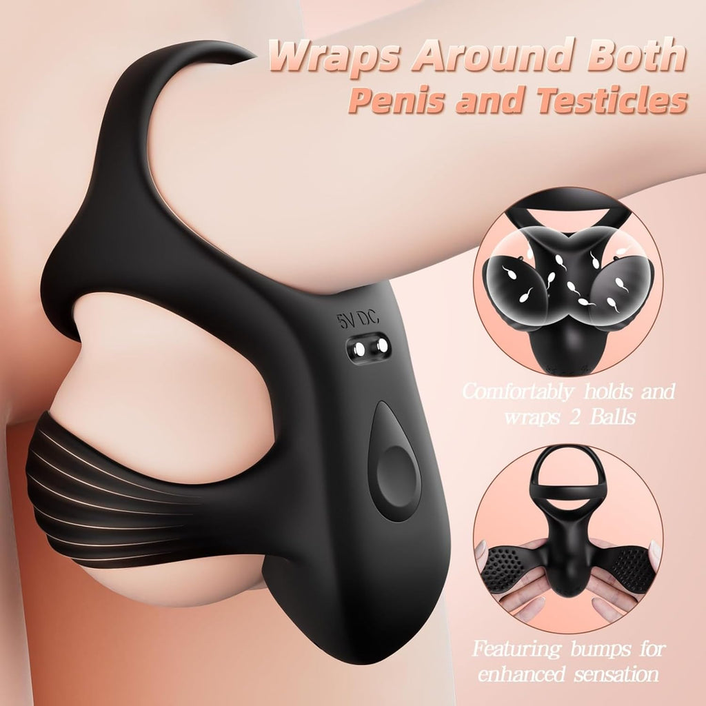 Penisring Vibrator Mit APP Penis Hoden Stimulation Massagegerät Cockring Silikon Penistrainer mit 9 Vibrationsmodi für Langwährende Erektion Penis Ring Sex Spielzeug für Männer Paare Extrem