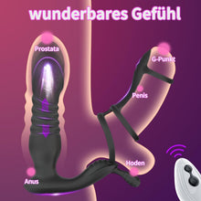 Load image into Gallery viewer, 3 IN 1 Analplug Prostate Stimulation Massager Verfügt über 10 Vibrationsschockmodi Sex Spielzeug für die Männer Dualer Penisring mit Fernbedienung Analstimulation