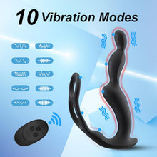 Load image into Gallery viewer, 3 Motoren Analvibratoren für Mann Prostata Stimulation mit Penisring Anal Plug Sexspielzeug Vibrator Dildo Vibratoren Silikon Sex Toy Sex Spielzeug für die Männer Frau