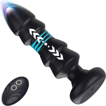 Load image into Gallery viewer, Anal Vibratoren Analvibrator, Buttplug mit 5 Teleskopmodi, Prostata Stimulator mit Fernsteuerung, Anal Butt Plug Dildo Vibrationen Sexspielzeug für Männer Frauen Paare (Dunkelschwarz)