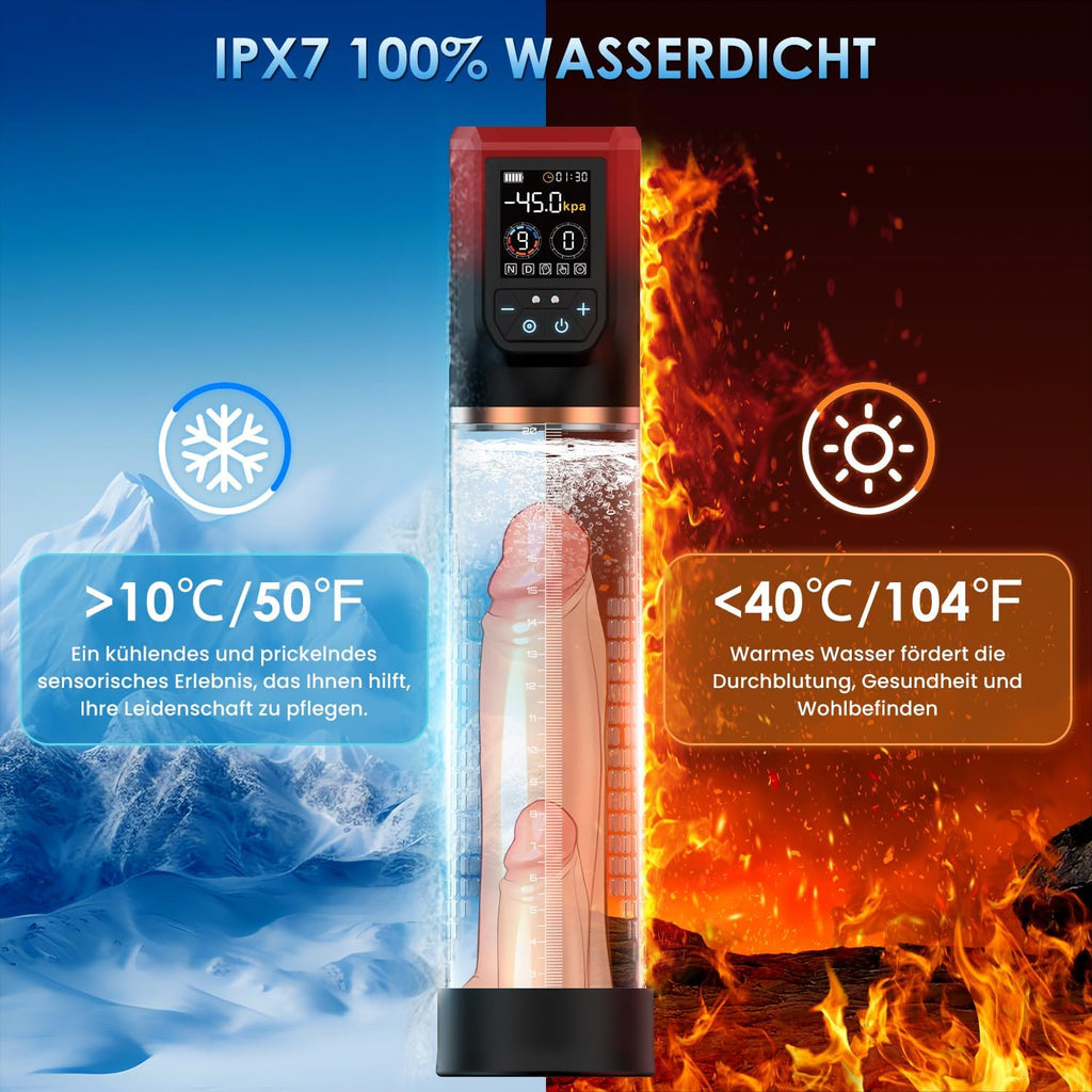 Penispumpe für Penisvergrößerung Sex Spielzeug für die Männer, Elektrische Penis Vakuumpumpe mit Taschenmuschi 9 + 4 Saugstufen, IPX7 100% Wasserdicht Erektion Masturbator mit 2 Silikonhülsen