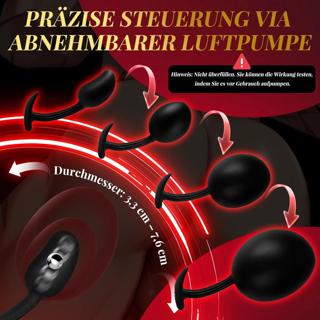 Neuer Aufblasbar Analplug Mit Magnetverschluss-System für Luftpumpe Sex Spielzeug für die Männer, Verstellbar Riesen Dildo Butt Plug Abnehmbarer, Sex Toys Anal Plug SM Sexspielzeug für Paare Frauen