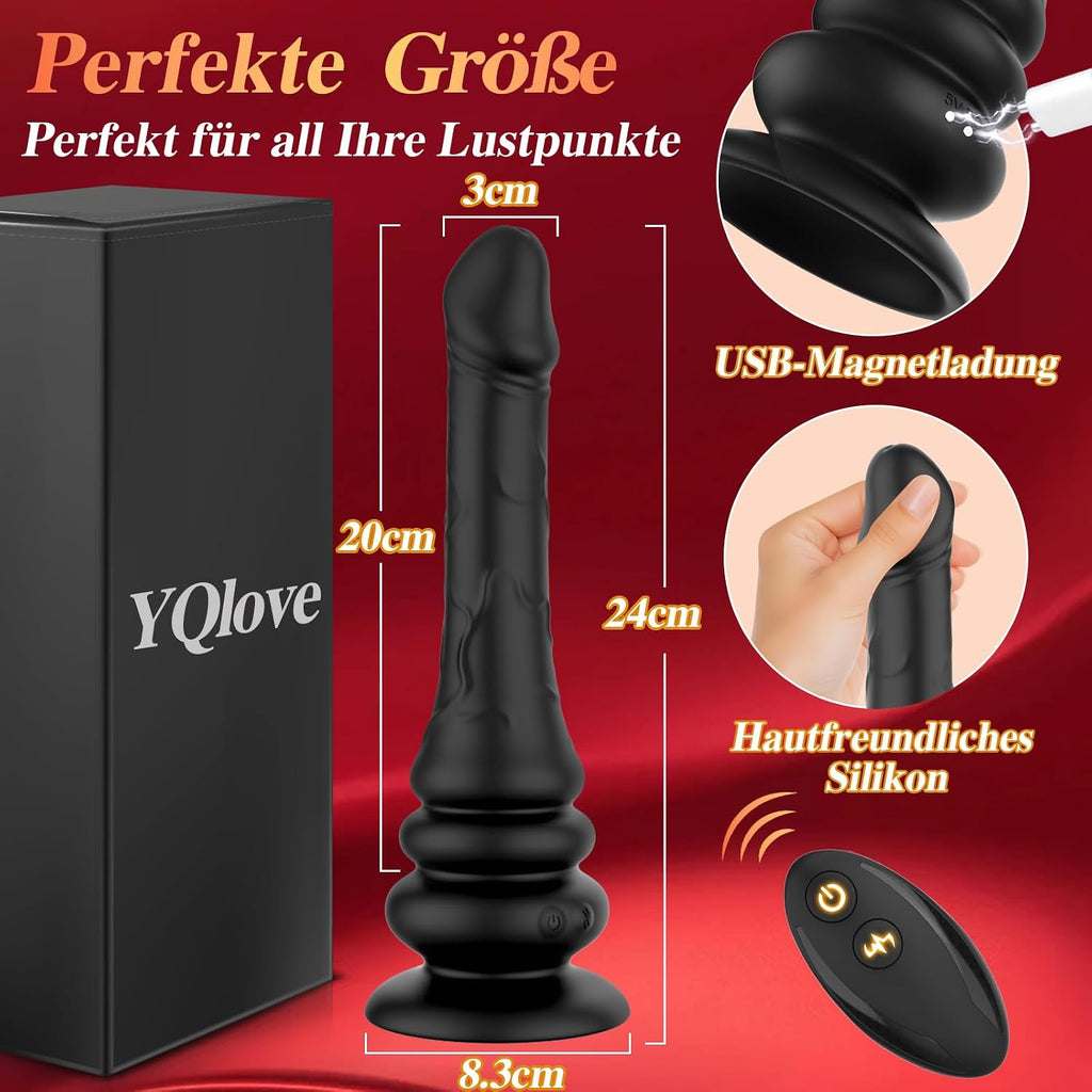 Wriggelnder Vibrator, realistischer Dildo, vibrierender Analplug, mit 9 Modi für Wellen und Vibration, G-Punkt und Prostata-Stimulator, mit Fernbedienung und Saugnapf, Unisex-Sexspielzeug