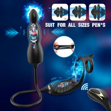 Load image into Gallery viewer, Prostata Vibrator Stimulator mit Stoßfunktion, 10 Vibrationsmodi Extrem Silikon und Doppel Penisring, Penis Vibrator mit Fernbedienung Sex Spielzeug Anal Dildo Analplug Analvibratoren für Mann