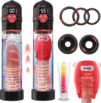 Elektrische Penispumpe – Sexspielzeug für Männer – Pumpen & Vergrößerer, Masturbator für Männer mit 5 Saugstufen und 7 Vibrationsmodi, Penisvergrößerer für Männer zur Förderung der Erektion