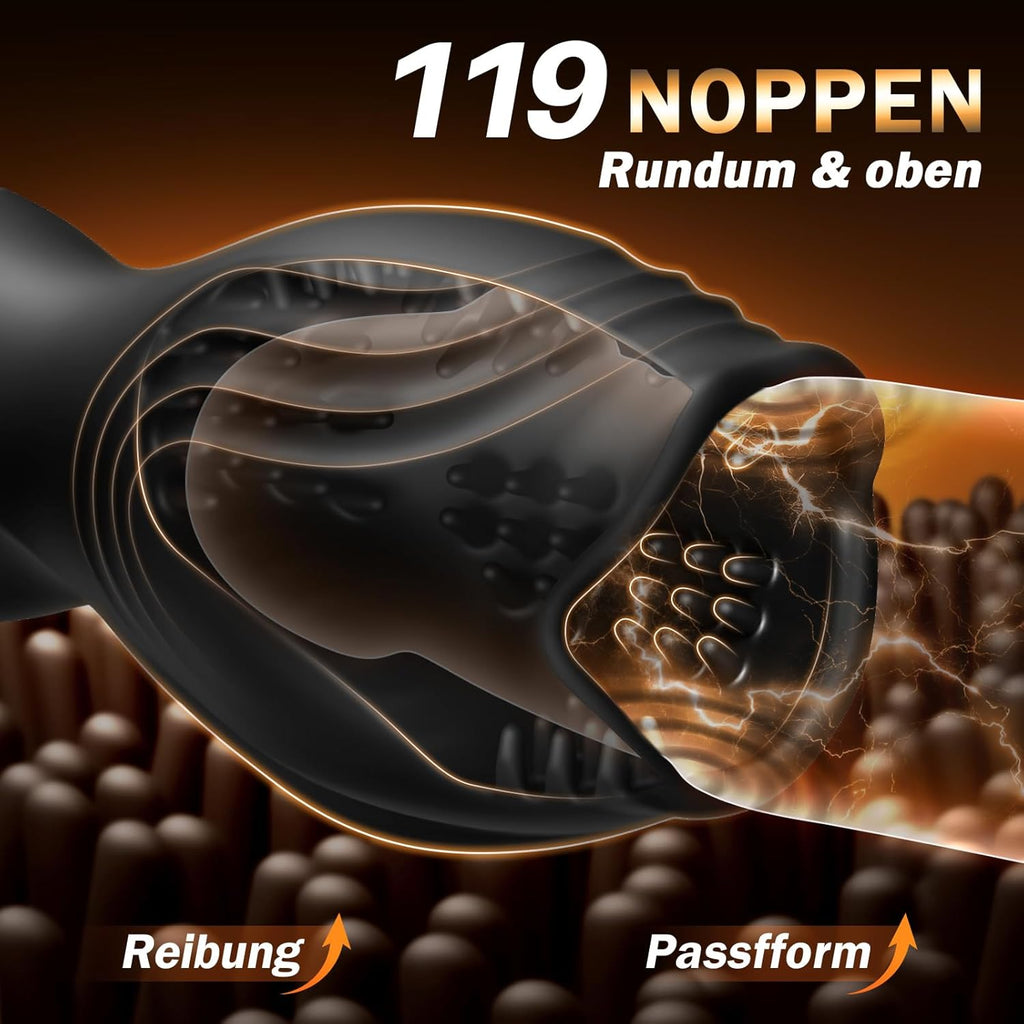 Penis Vibrator mit 10 360°-Rundum-Rotationen und 10 Vibrationen, Sex Spielzeug für die Männer Eichel Stimulation Masturbator Masturbieren für Männer Elektrisch