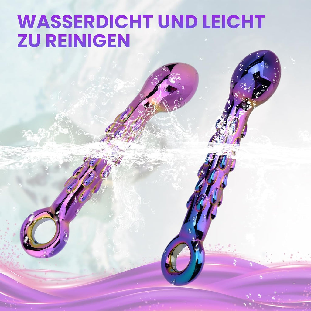 Analspielzeug Glas Dildo Analplugs Prostata Massage Funktion mit Handzugring, Prostata-Stimulation Sexspielzeug für Männer, Frauen Paare, ideal für Anfänger