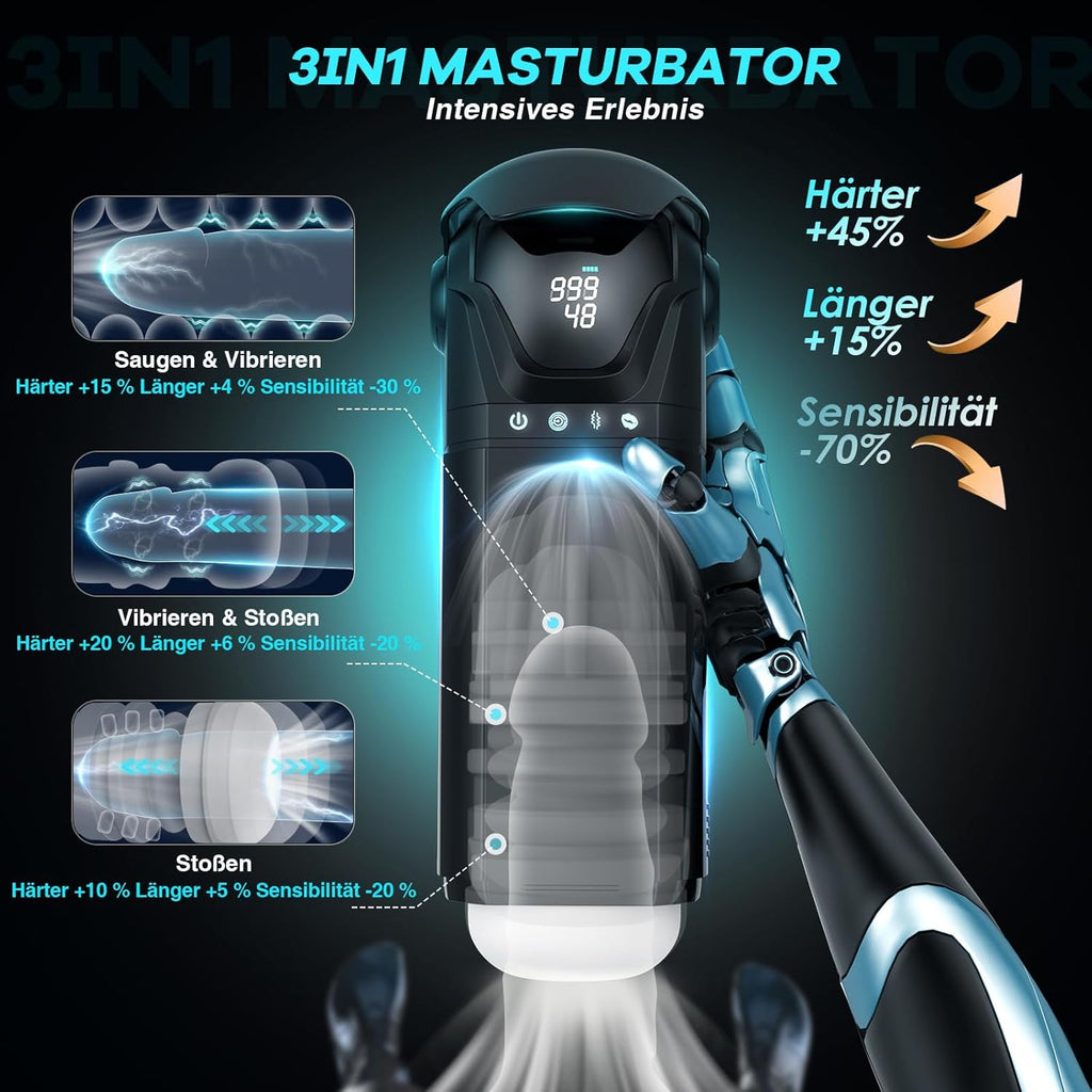 PRONFANS Sex Spielzeug für die Männer Masturbator, 9 Saugen & Stöße & Vibratorensets 3D Pussy Masturbieren für Männer Penispumpe, APP Taschenmuschi Blowjob Sexspielzeug Masturbatoren Penis Sex Toys