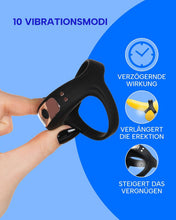 Load image into Gallery viewer, Penis Vibrator für Paare Cockringe für Männer Gummi Sexspielzeug, Mastrubrator für Manner Cock Ring &amp; Vibrator Mann Erotik 10 Vibrationmodi Erektion &amp; Klitoris Stimulator Für Sie
