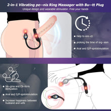Load image into Gallery viewer, Vibrating Cock Ring with Anal Plug, lvhua Penis Ring Vibrator Magnet Adsorption Design, 10 Vibration Modes Adult Sex Toys for Men Couples, Prostate Massager G spot Nipple Vibrator Remote Control