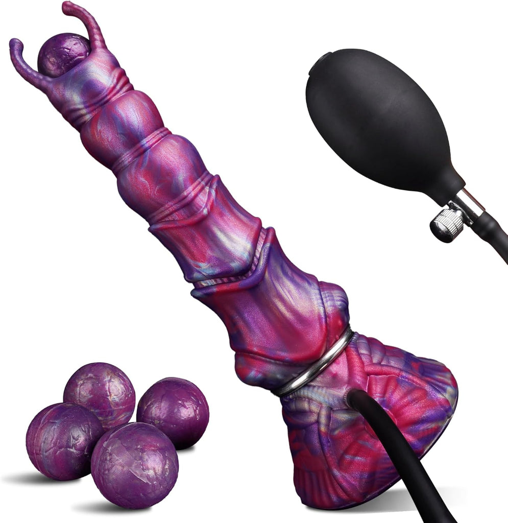27cm Monster Ovipositor XXL Dildo mit 4 Silikoneiern Alien Dragon Dildo | Fantasy Knot Dildo groß Anal Plug, Analdildos BDSM Analspielzeug Dildoschwanz für Männer Frauen Paare Gay