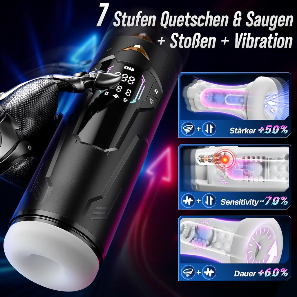 Masturbieren für Männer Handfrei, Masturbator 7 Teleskop 7 Saugen 7 Vibration Taschenmuschi, Sex Spielzeug für die Männer Solo KI Masturbatoren, Vibratorensets Ein-Klick Max Penis Pump Sex Toys Set