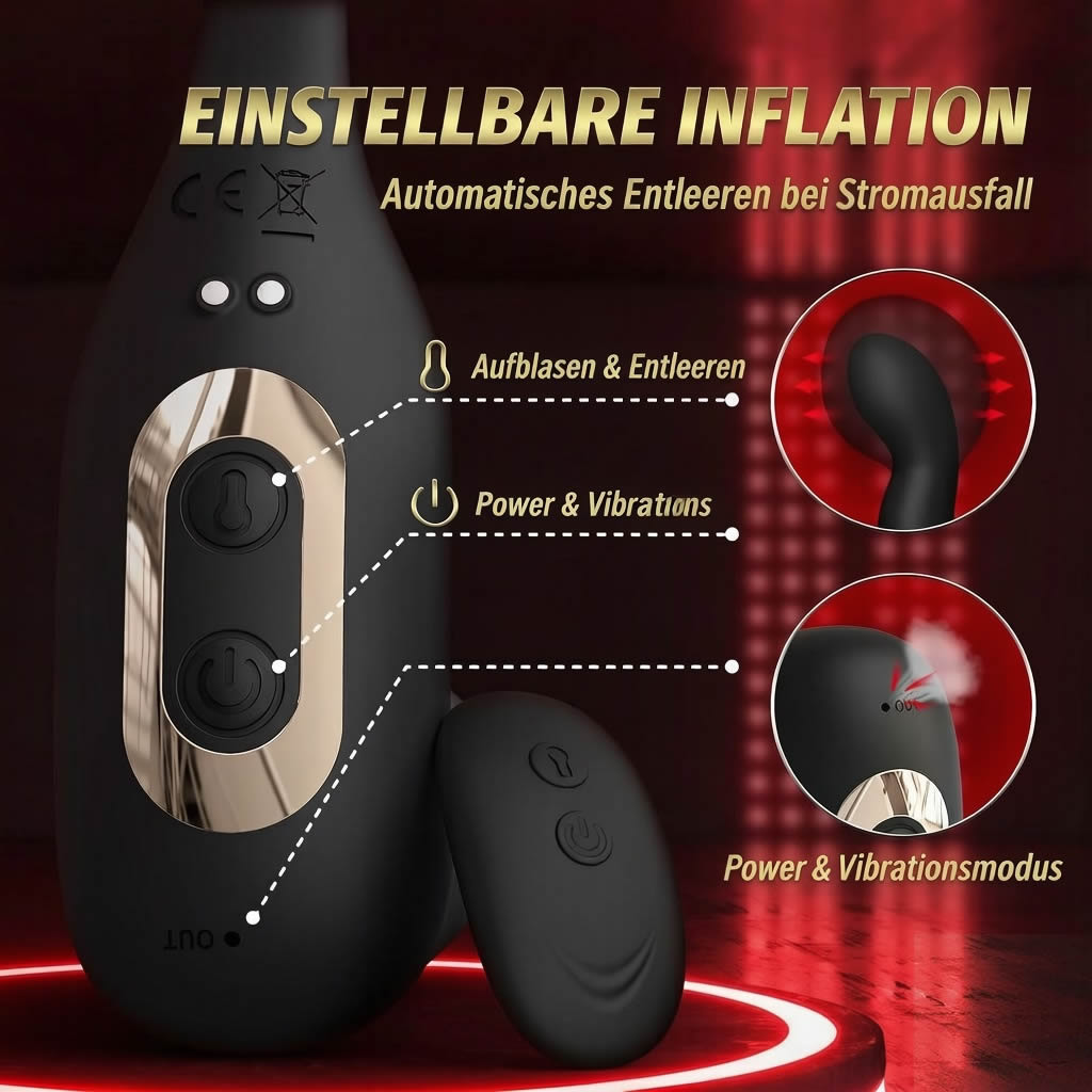 Analplug-Sexspielzeug für Männer mit automatischer Aufblasfunktion und 10 Vibrationsmodi, vibrierender Prostatamassager mit Penisring und Fernbedienung, 3-in-1-Sexspielzeug für Männer – Analdildo