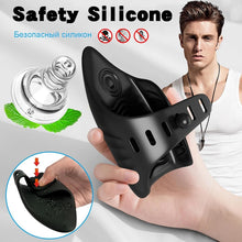 Load image into Gallery viewer, Silikon Elektrische Penis Trainer Vibrator für Männlicher Solo Masturbieren Einstellbare Größe Eichel Stimulator mit 10 Vibrationen Tappingmodi Masturbator Cup Sex Spielzeug für Männer Paare
