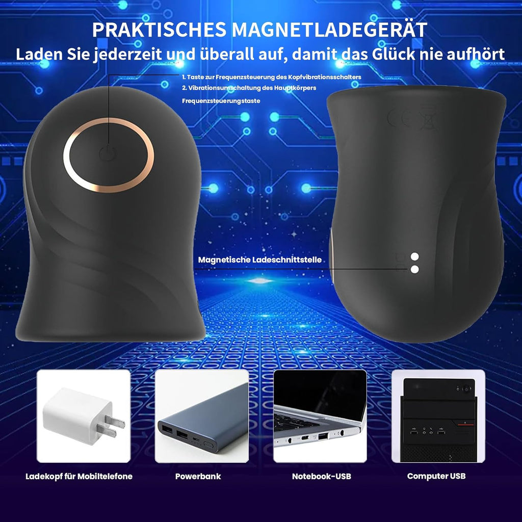 Masturbator mit einzigartigem Texturdesign an der Innenwand,Penis Vibrator für Mann mit 12Vibrationsmodi, Elektrische Masturbatoren Penis Trainer, Männer Eichel Stimulator Silikon Sexspielzeug