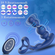 Load image into Gallery viewer, Anal Vibratoren für Mann Sex Spielzeug - 4 In 1 Prostata Stimulation Fernbedienung Analkugeln Buttplug Dildo mit Doppelte Penisringe 10 Vibrations &amp; 3 Rotationsmodi Prostata Massagegerät Analplug