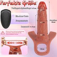 Load image into Gallery viewer, 18CM Realistische Penishülle Vibrator Sex Spielzeug für die Männer Paare Penis Sleeve für Verlängerung &amp; Vergrößerung, Penismanschetten mit 10 Vibrationmodi, Fernbedienung, Befestigungsgurten