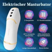 Load image into Gallery viewer, Masturbieren für Männer Elektrisch 10 Vibrationsstufen&amp; 3 Saugstufen Masturbator Männer 42℃ Taschenmuschi Sexspielzeug Vibratorstarb Männer Elektrischer Masturbator taschenmuschi weiß