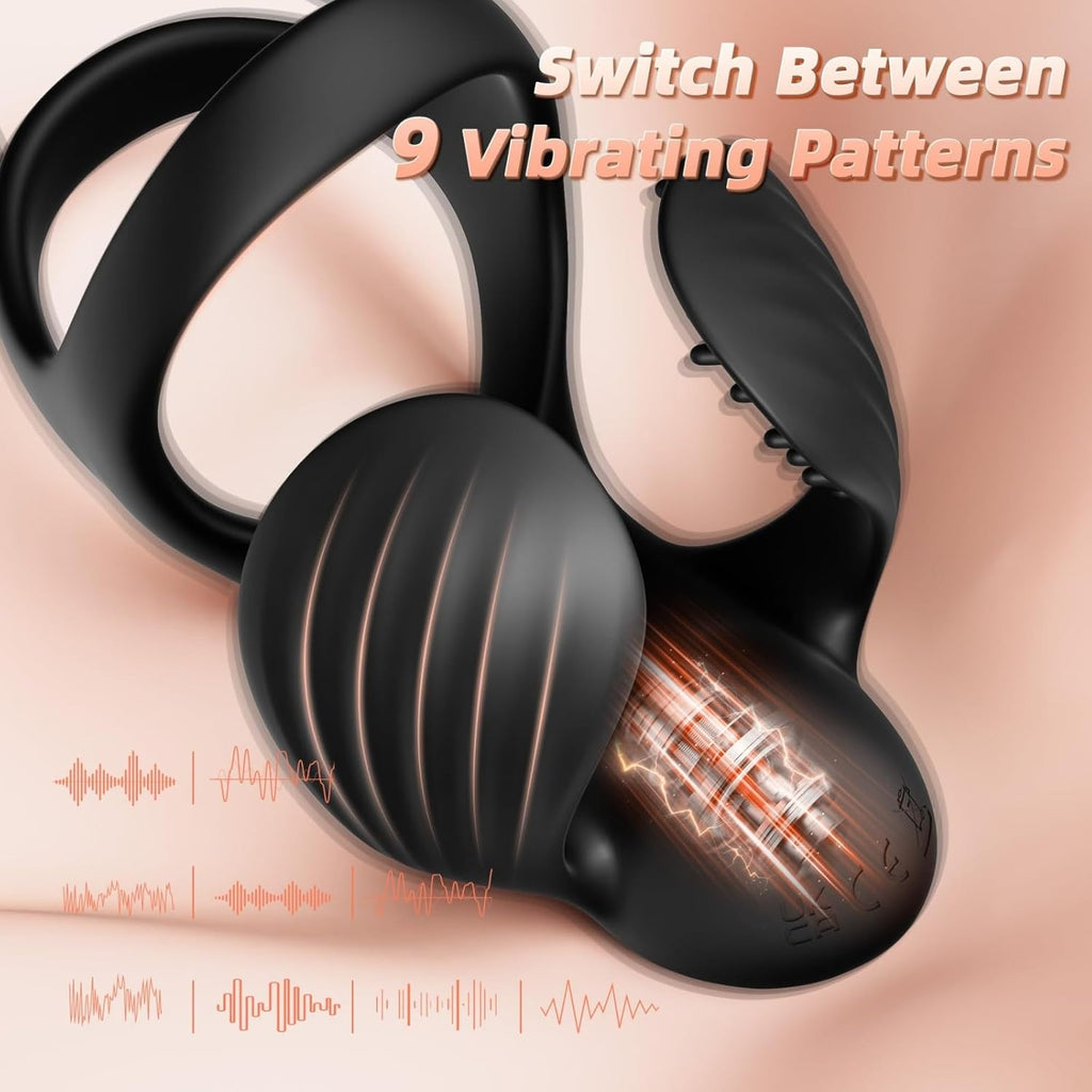 Penisring Vibrator Mit APP Penis Hoden Stimulation Massagegerät Cockring Silikon Penistrainer mit 9 Vibrationsmodi für Langwährende Erektion Penis Ring Sex Spielzeug für Männer Paare Extrem
