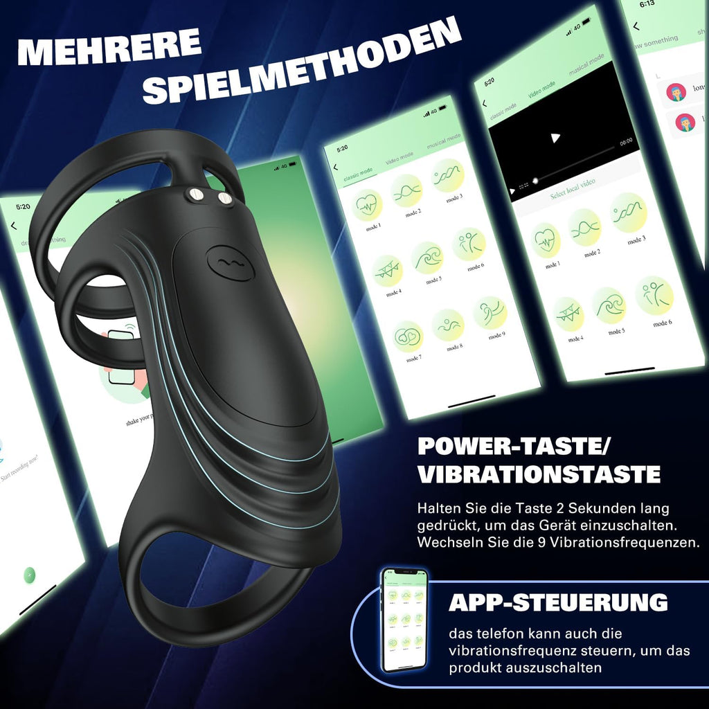 Penisring Vibrator Sex Spielzeug für die Männer, Penis Ring Erotik Sex Spielzeug für Paare Extrem, Cockring Penistrainer mit App Steuerung Masturbieren Männer mit 10 Modi für Langwährende Erektion