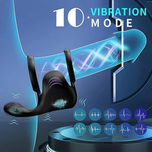 Load image into Gallery viewer, Mit 10 Vibrationsmodi Penistrainer Penismassagegerät Hodenring Bondage Ring Penisvibrator Vibrator SM Extreme Bondage Penis vibrierendes Sexspielzeug für Männer und Paare