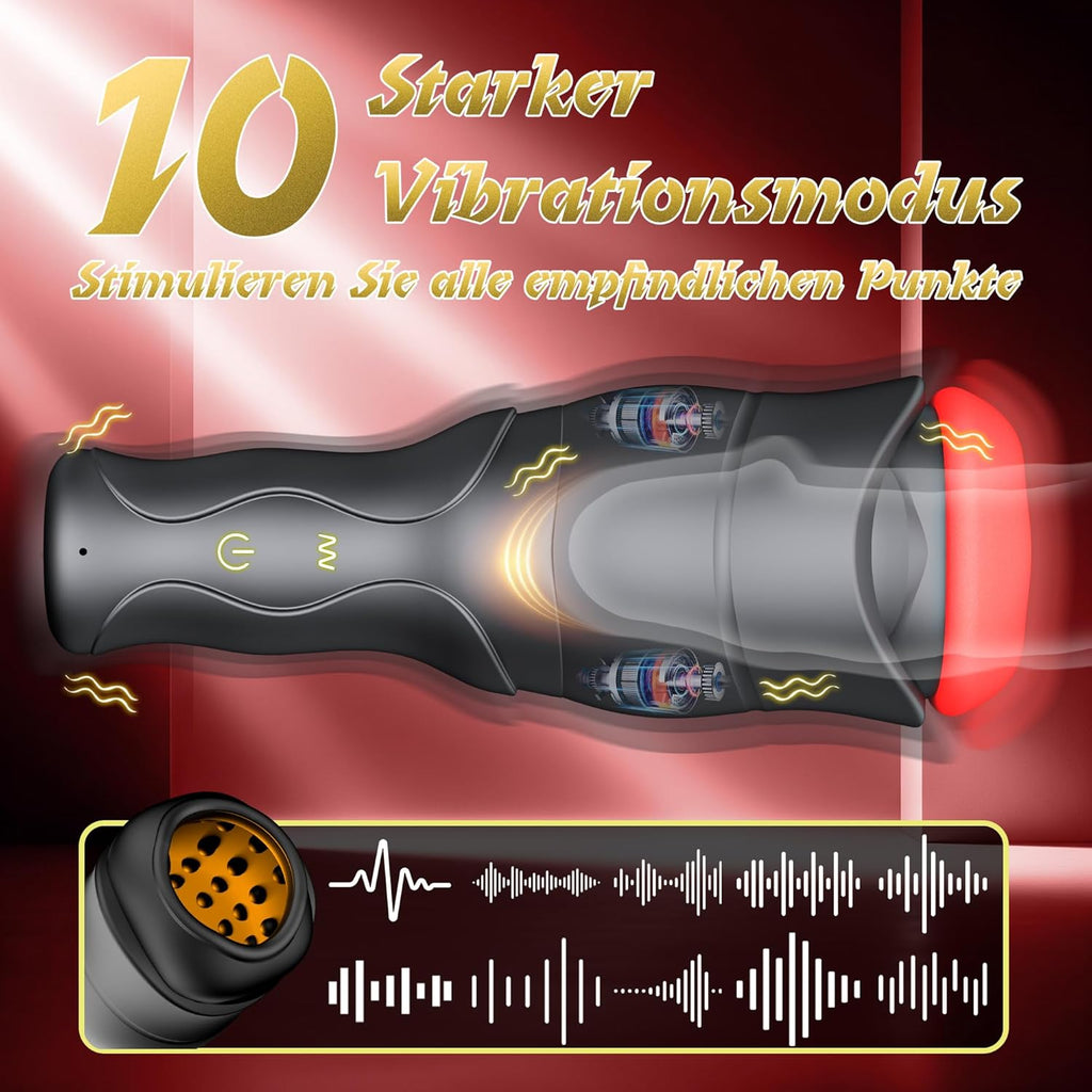 Elektrischer Masturbator für Männer Solo Multifunktionales Sexspielzeug mit 10 Vibrationsmodi & 5 Druckmodi IPX6 Wasserdicht Silikon Taschenmuschi 3D Stimulation Masturbatoren USB-Aufladung