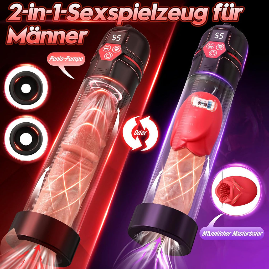 Elektrische Penispumpe – Sexspielzeug für Männer – Pumpen & Vergrößerer, Masturbator für Männer mit 5 Saugstufen und 7 Vibrationsmodi, Penisvergrößerer für Männer zur Förderung der Erektion
