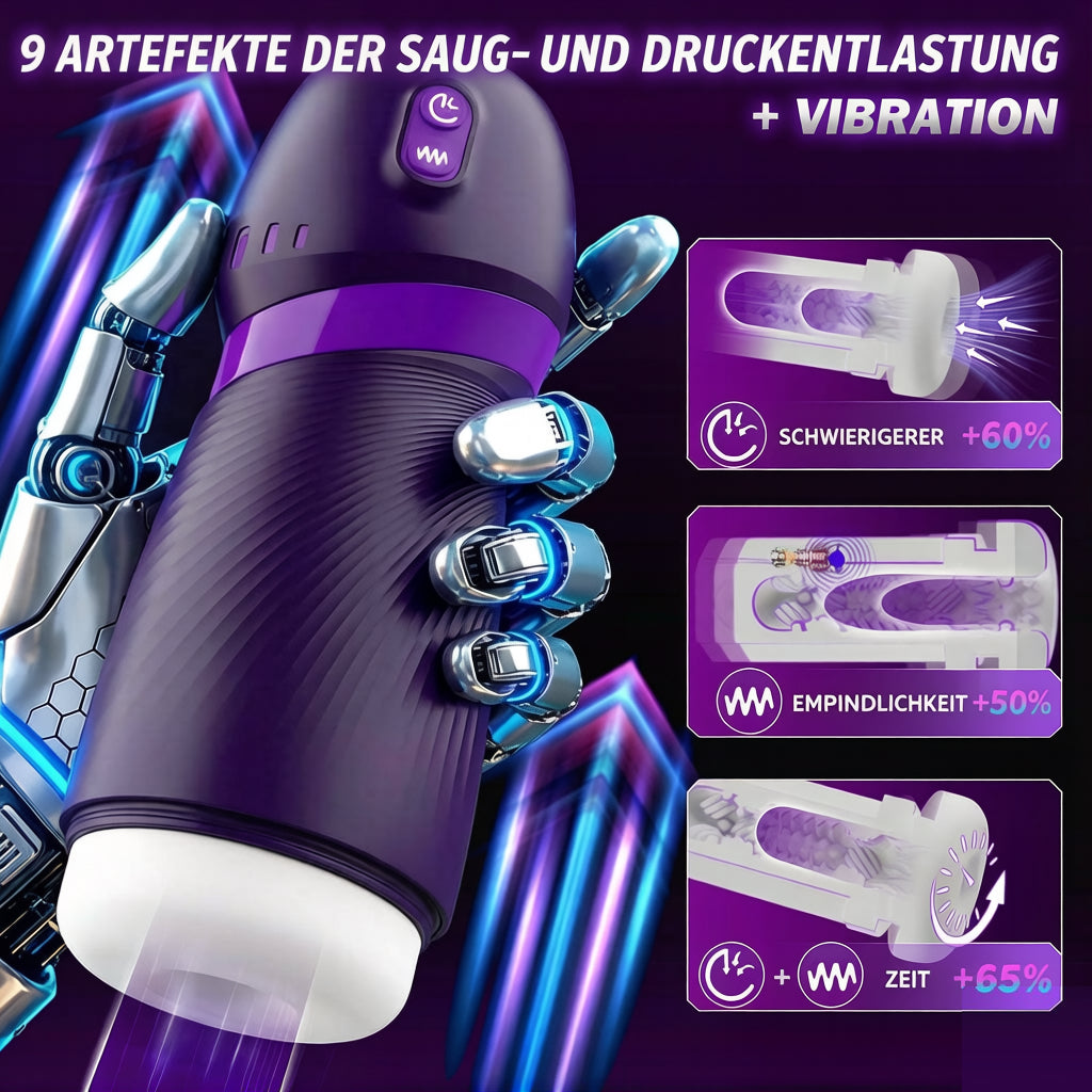 ultrarealistische Vaginette mit 9 Vibrations- und Saugmodi, freihändiger Masturbator für Männer, Sexspielzeug mit App-Steuerung, 3D-Vibration
