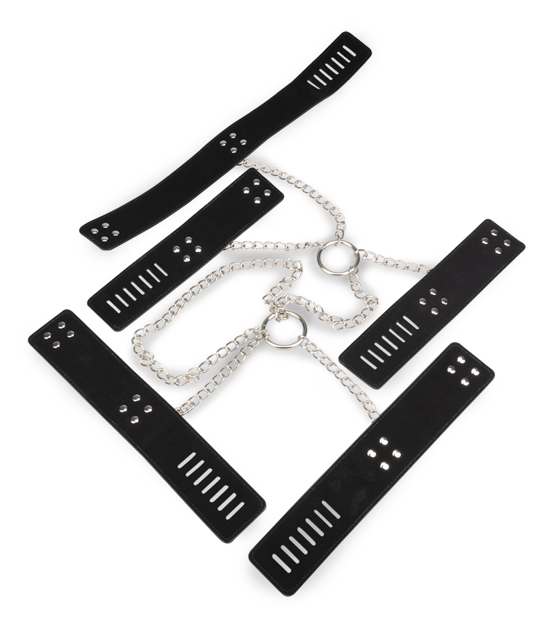 Hand- und Fußfesseln mit Halsband