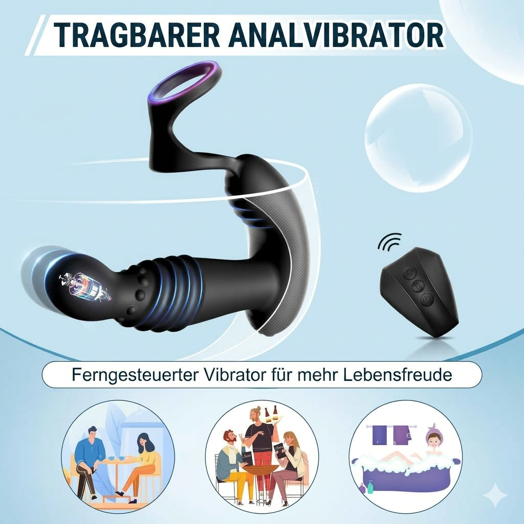 Prostata-Massagegeräte, Anal-Sexspielzeug mit Penisringen, ferngesteuerter Analvibrator mit 10 Stoß- und Vibrationsmodi